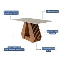 Mesa De Jantar Em Mdf Com Tampo De Vidro 130 Cm Agata Cinamomo/off White Cimol Móveis - 3