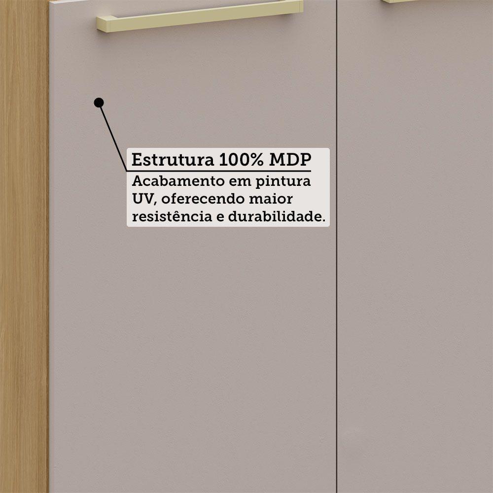 Balcão Cozinha P/ Pia 120cm 3 Pts C/ Tampo Elegance Luciane Freijó/cinammon/quartzo Bege - 4