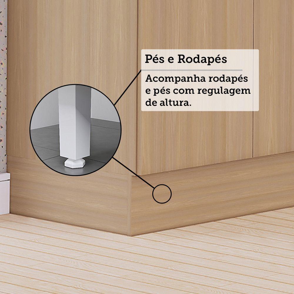 Balcão De Cozinha Pia 120cm 2 Pts E 3 Gav C/ Tampo Elegance Freijó/freijó Br/quartzo Bege - 5