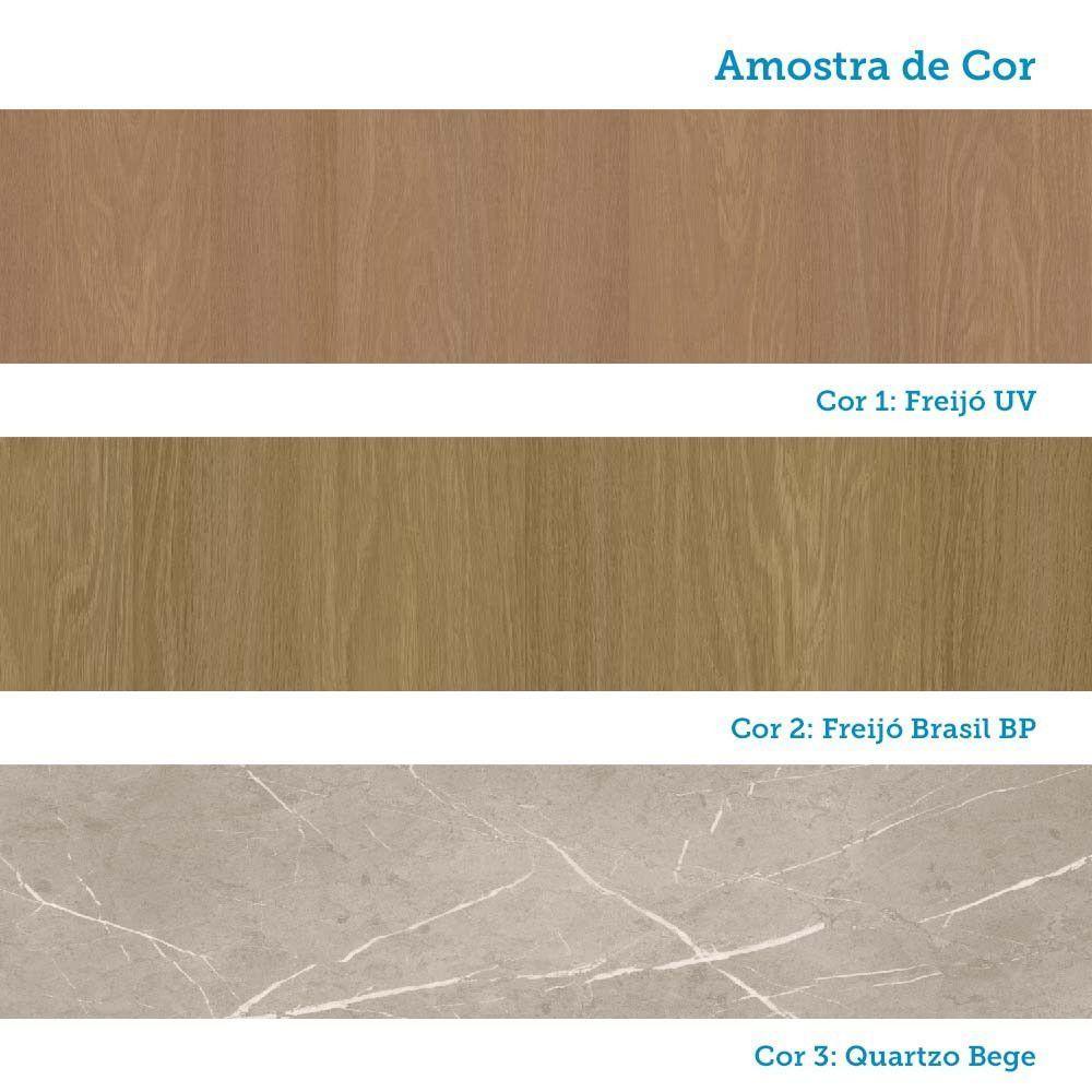 Balcão De Cozinha Pia 120cm 2 Pts E 3 Gav C/ Tampo Elegance Freijó/freijó Br/quartzo Bege - 9