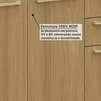 Balcão De Cozinha Pia 120cm 2 Pts E 3 Gav C/ Tampo Elegance Freijó/freijó Br/quartzo Bege