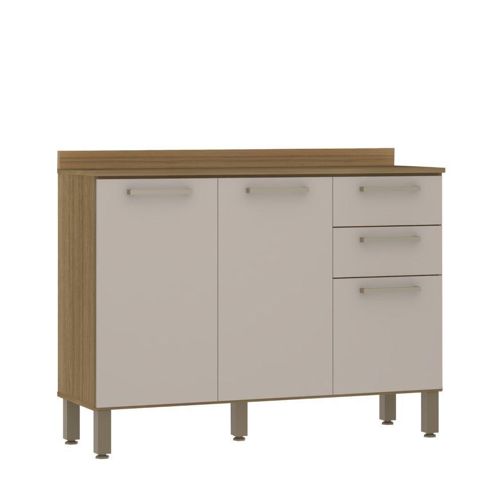 Balcão Luciane 3 Portas 2 Gavetas 1,20 Sem Tampo Carvalho/cinammon - 3