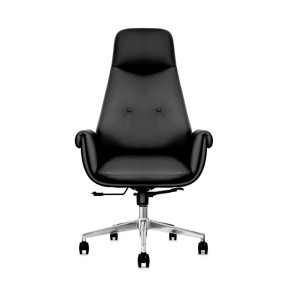 Cadeira De Escritório Presidente Prestige Preta Com Assento Espuma Laminada D28 Base Giratória Aço Cromado Preto - 2