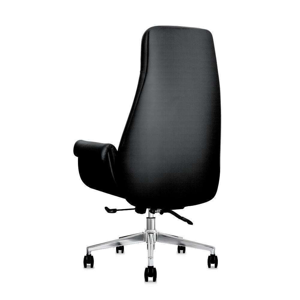 Cadeira De Escritório Presidente Prestige Preta Com Assento Espuma Laminada D28 Base Giratória Aço Cromado Preto - 4