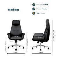 Cadeira De Escritório Presidente Prestige Preta Com Assento Espuma Laminada D28 Base Giratória Aço Cromado Preto - 6