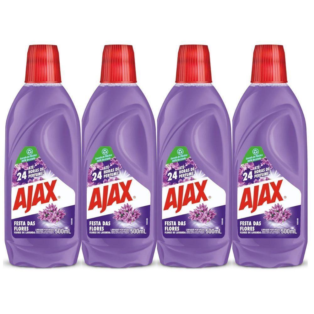 Kit 4 Limpador Diluível Ajax Festa Das Flores Lavanda 500ml - 1