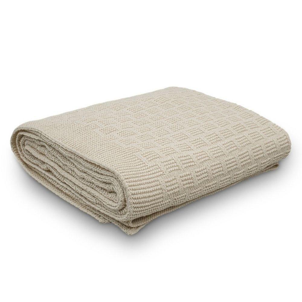 Manta Decorativa Para Sofá Tricot Golden 1,20m X 1,50m 100% Algodão Natural - 1