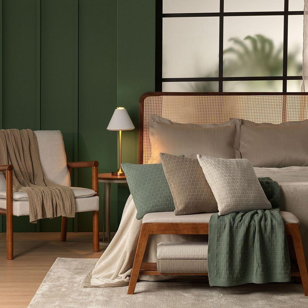 Manta Decorativa Para Sofá Tricot Golden 1,20m X 1,50m 100% Algodão Natural - 5