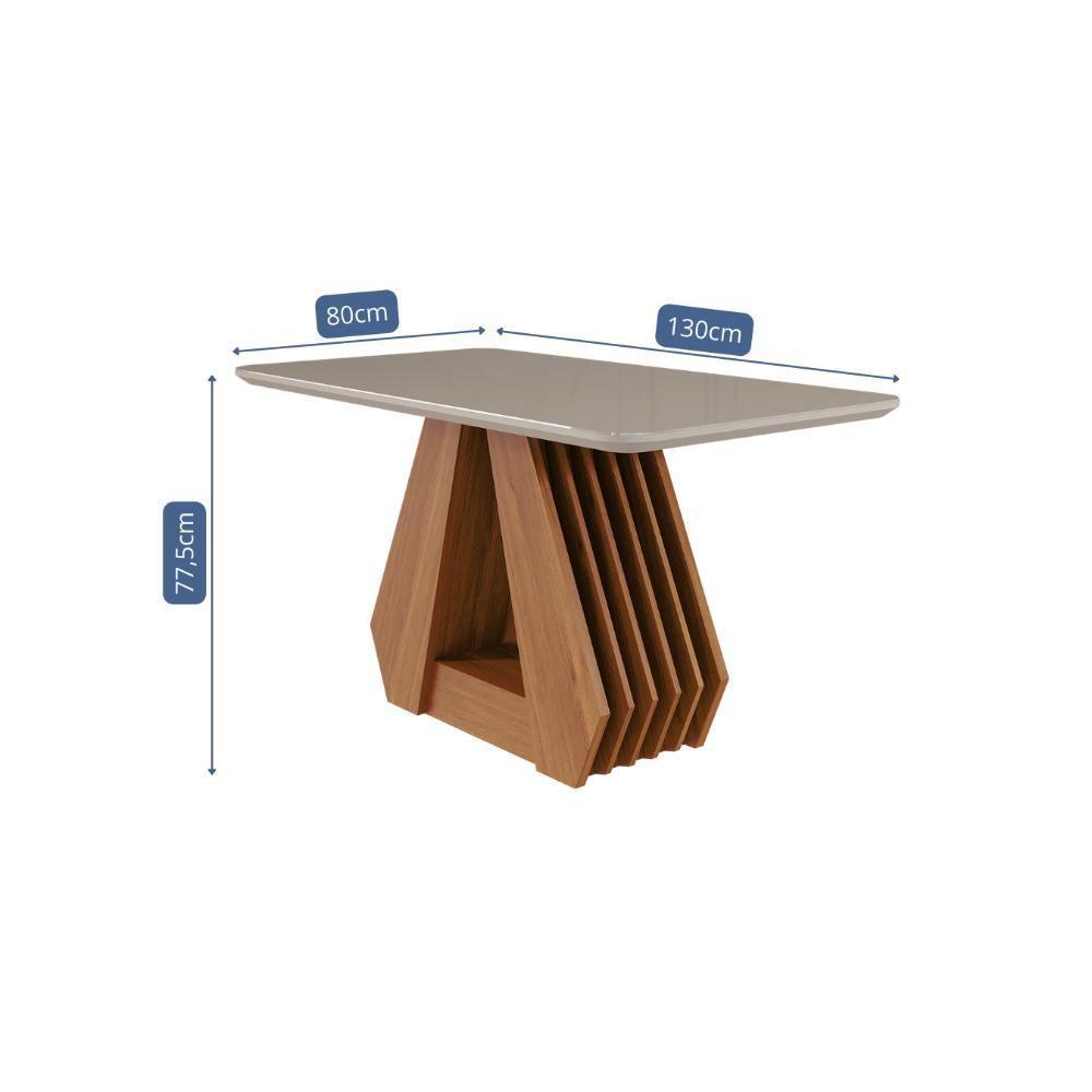 Conjunto Sala De Jantar Com Mesa Agata E 4 Cadeiras Clarice Nature/off White/joli Cimol Móveis - 4