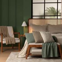 Manta Decorativa Para Sofá Tricot Golden 1,60m X 2,20m 100% Algodão Amêndoa - 5