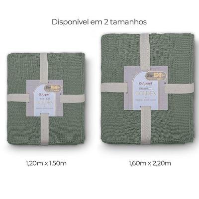 Manta Decorativa Para Sofá Tricot Golden 1,20m X 1,50m 100% Algodão Verde Sálvia