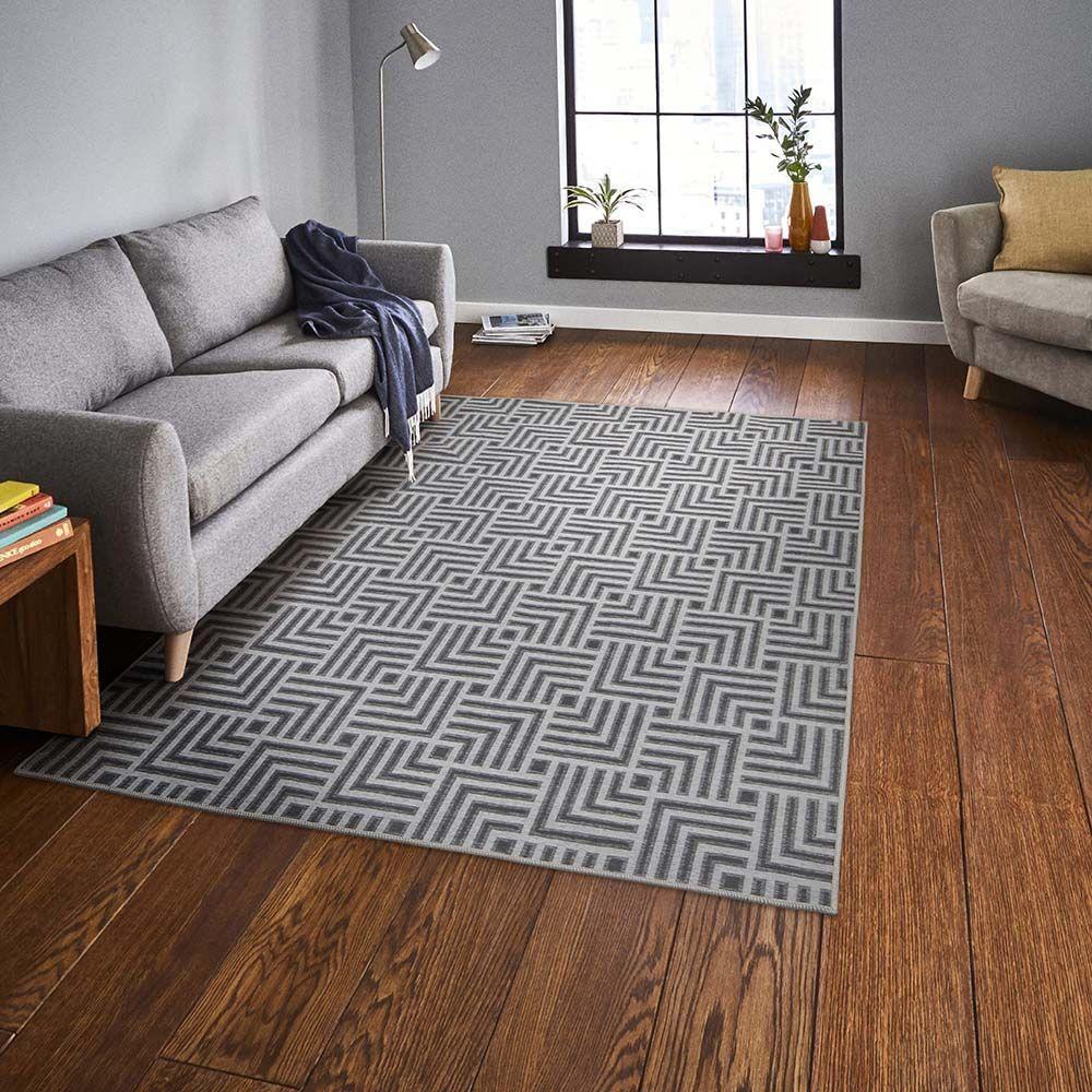 Tapete Para Sala Funcional Tabuleiro 51 Cinza 2,00x2,50m - 4