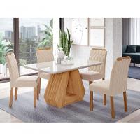 Sala De Jantar Agata 1,30 Com 4 Cadeiras Paola Nature/off White/nude Cimol Móveis - 3