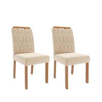 Sala De Jantar Agata 1,30 Com 4 Cadeiras Paola Nature/off White/nude Cimol Móveis - 5