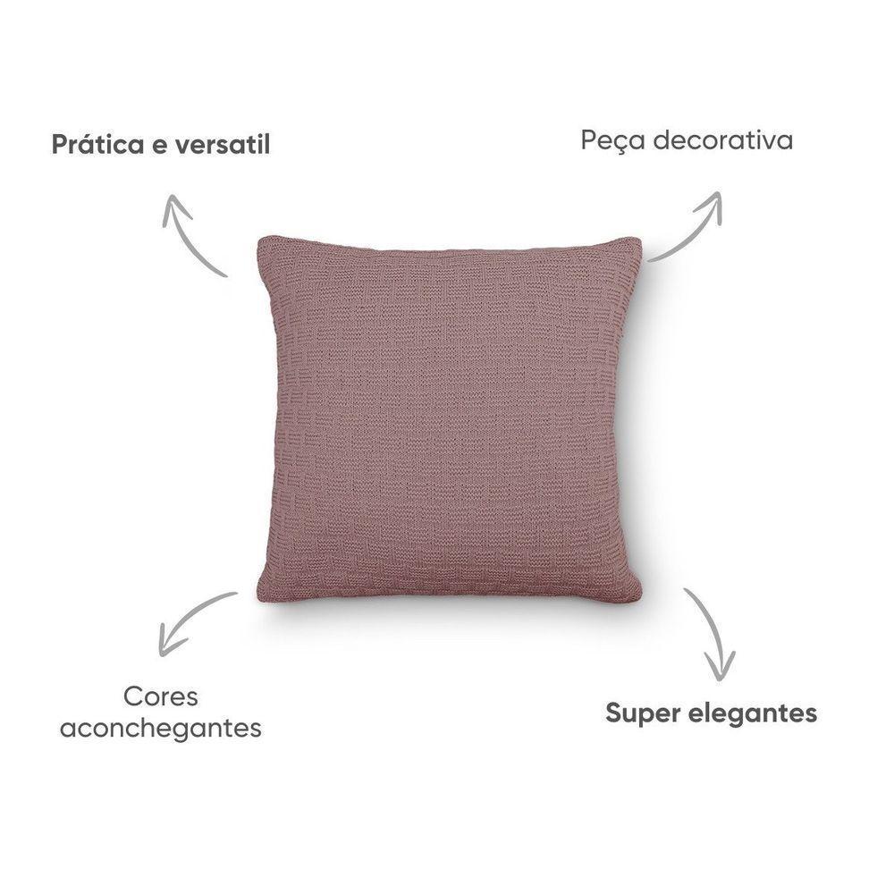 Capa De Almofada Decorativa Tricot Golden Com Zíper Rosa Místico - 3