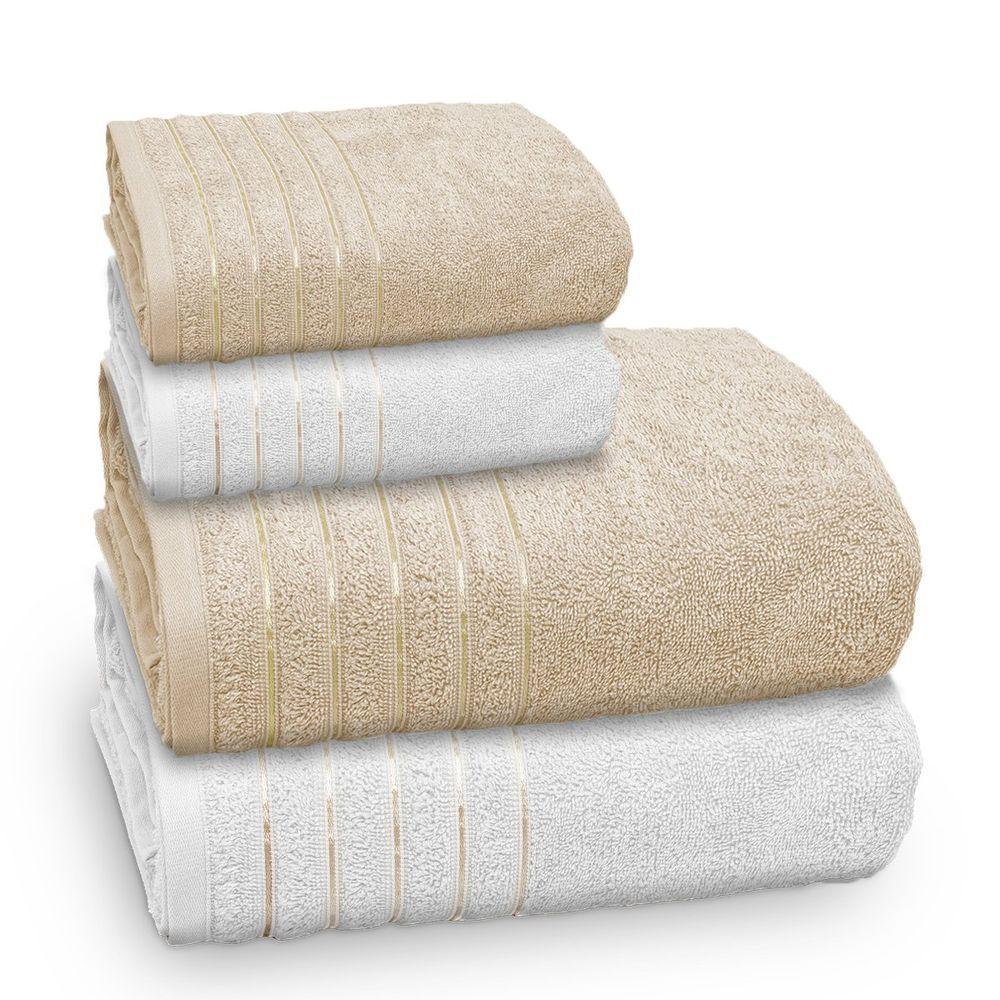 Jogo De Toalha Banhão Golden 4 Peças Gramatura 500 Cereal/branca - 1