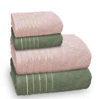 Jogo De Toalha Banhão Golden 4 Peças Gramatura 500 Verde Bandeira/rosa Gloss - 1