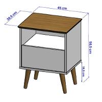 Kit 2 Mesa De Cabeceira Cancun 1 Gaveta Pés Madeira Maciça Cinamomo/off White - 4