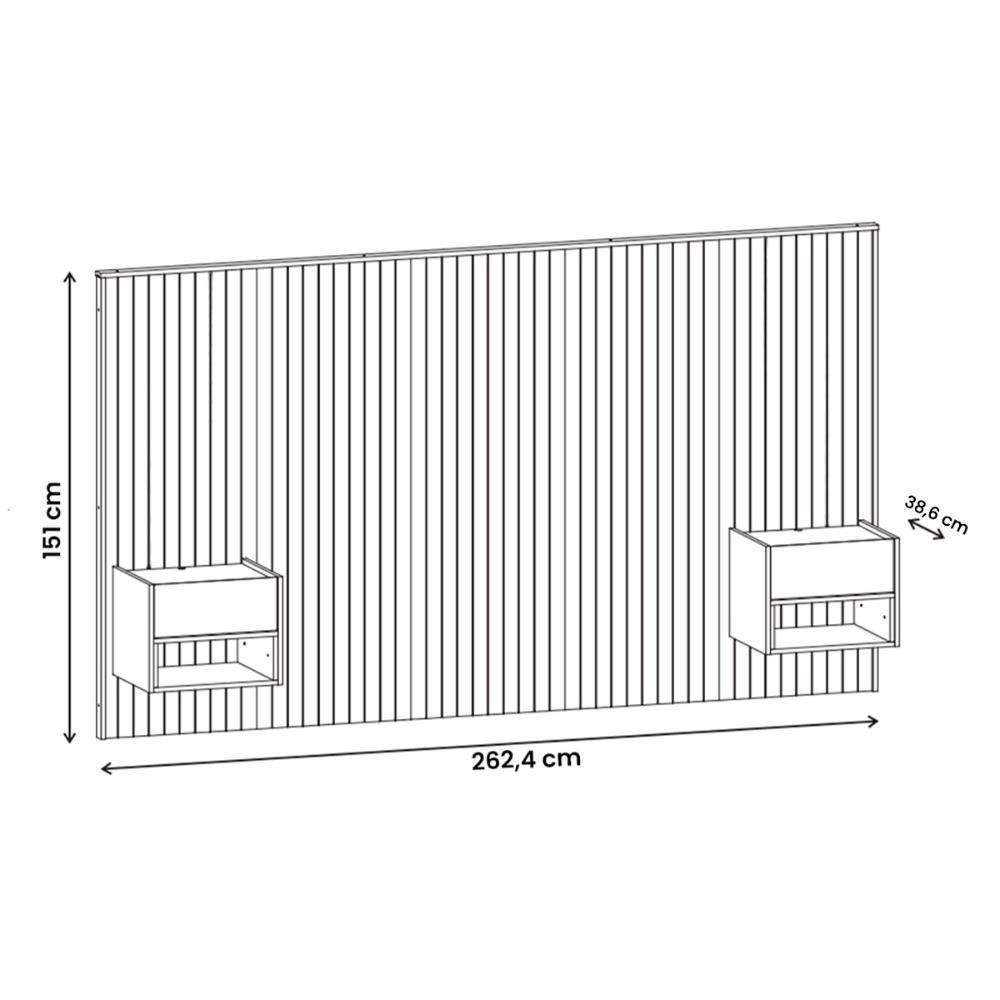 Cabeceira Florença Casal E Queen Com 2 Mesas De Cabeceira Cedro/off White Cedro/off White - 4
