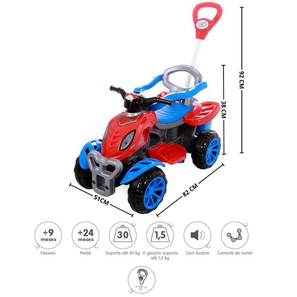 Carrinho De Passeio Infantil Quadriciclo Com Haste E Pedal Spider - 3