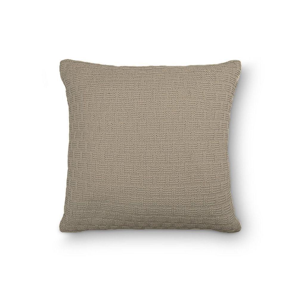 Capa De Almofada Decorativa Tricot Golden Com Zíper Amêndoa - 1