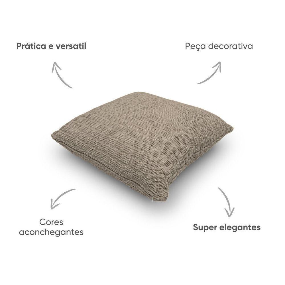Capa De Almofada Decorativa Tricot Golden Com Zíper Amêndoa - 3
