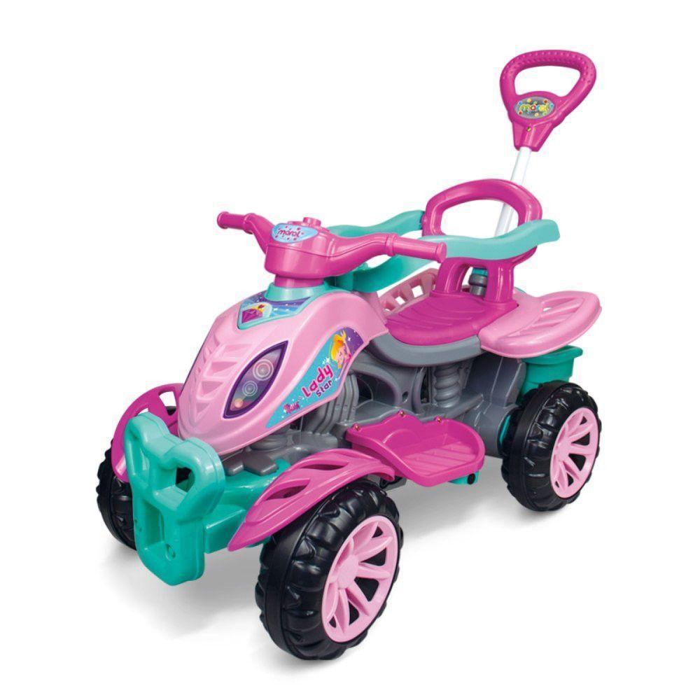 Quadriciclo Infantil Verde Com Rosa Com Haste Acento Pedal - 1