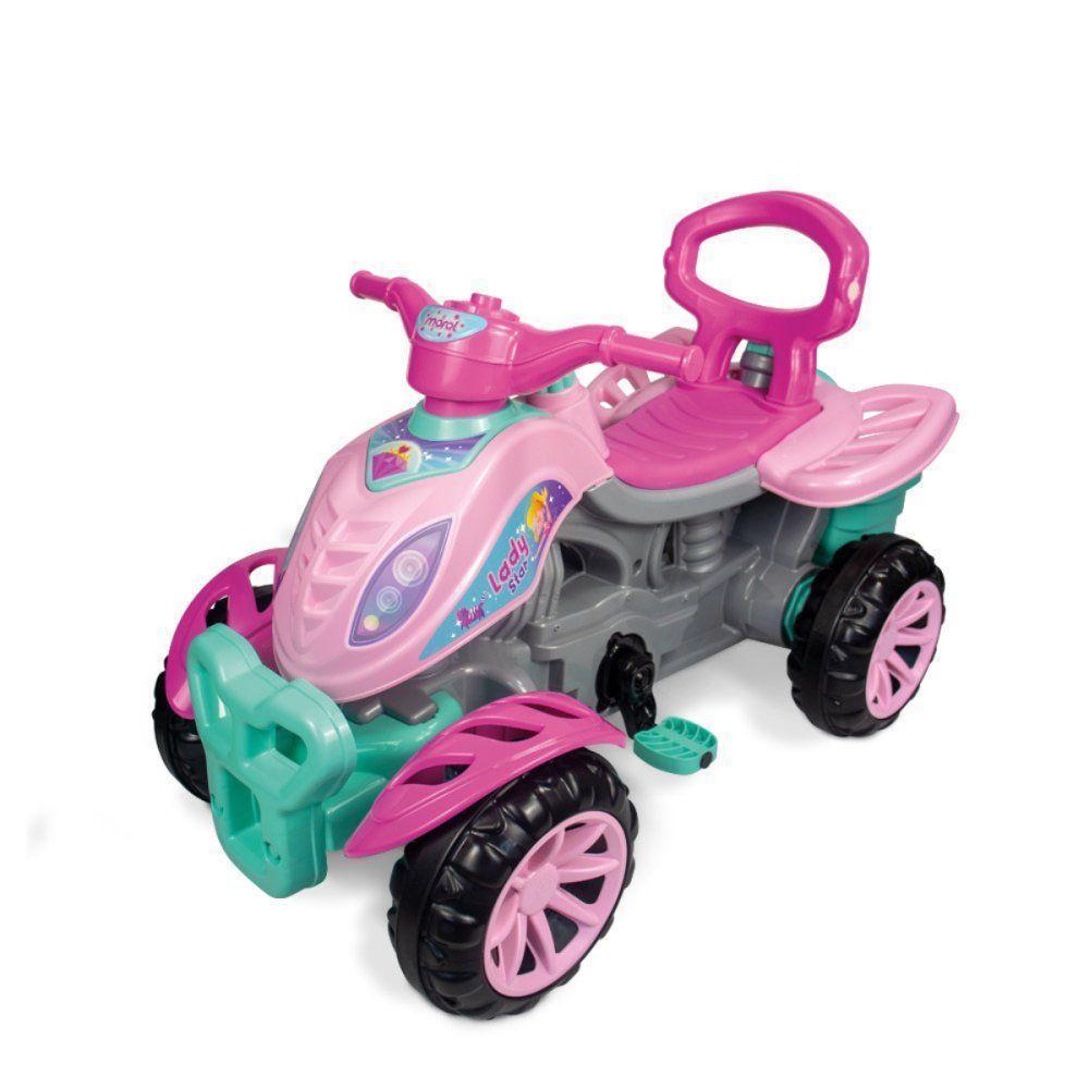 Quadriciclo Infantil Verde Com Rosa Com Haste Acento Pedal - 5