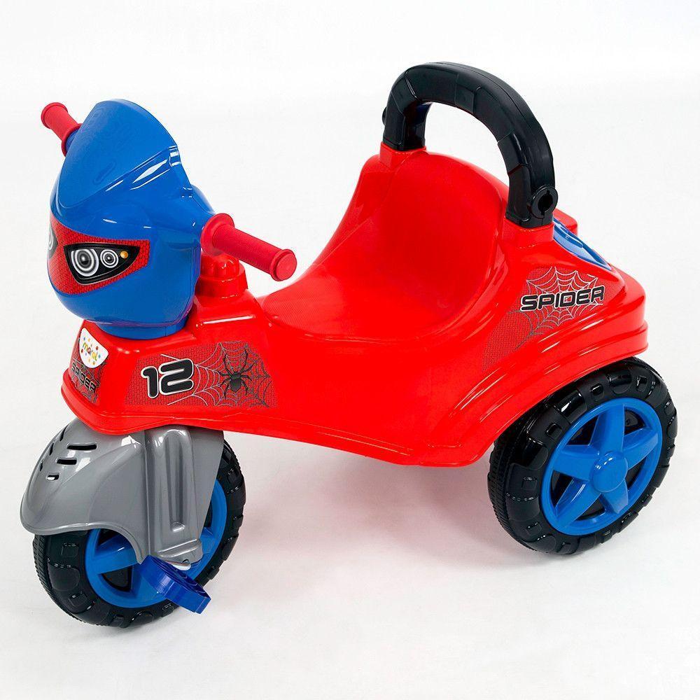 Triciclo Infantil Spider C/ Haste Guia Pedal Encosto Menino - 8