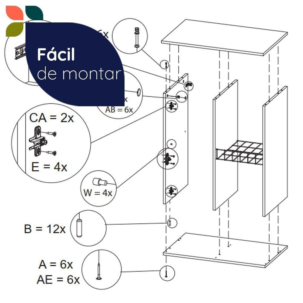 Balcão Fruteira Telasul âmbar 1 Porta Freijó Com Branco Freijó Com Branco - 8