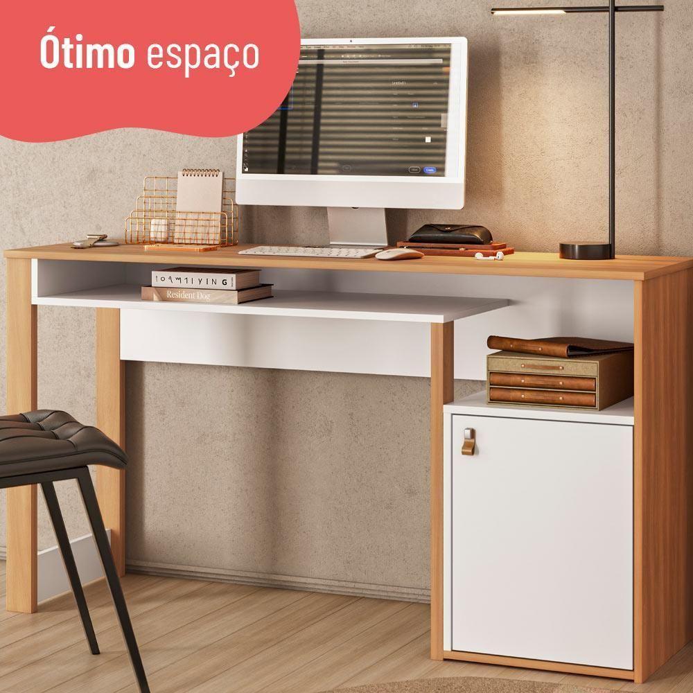 Escrivaninha Mesa Para Computador Telasul Versa Home 1 Porta Freijó/branco - 8