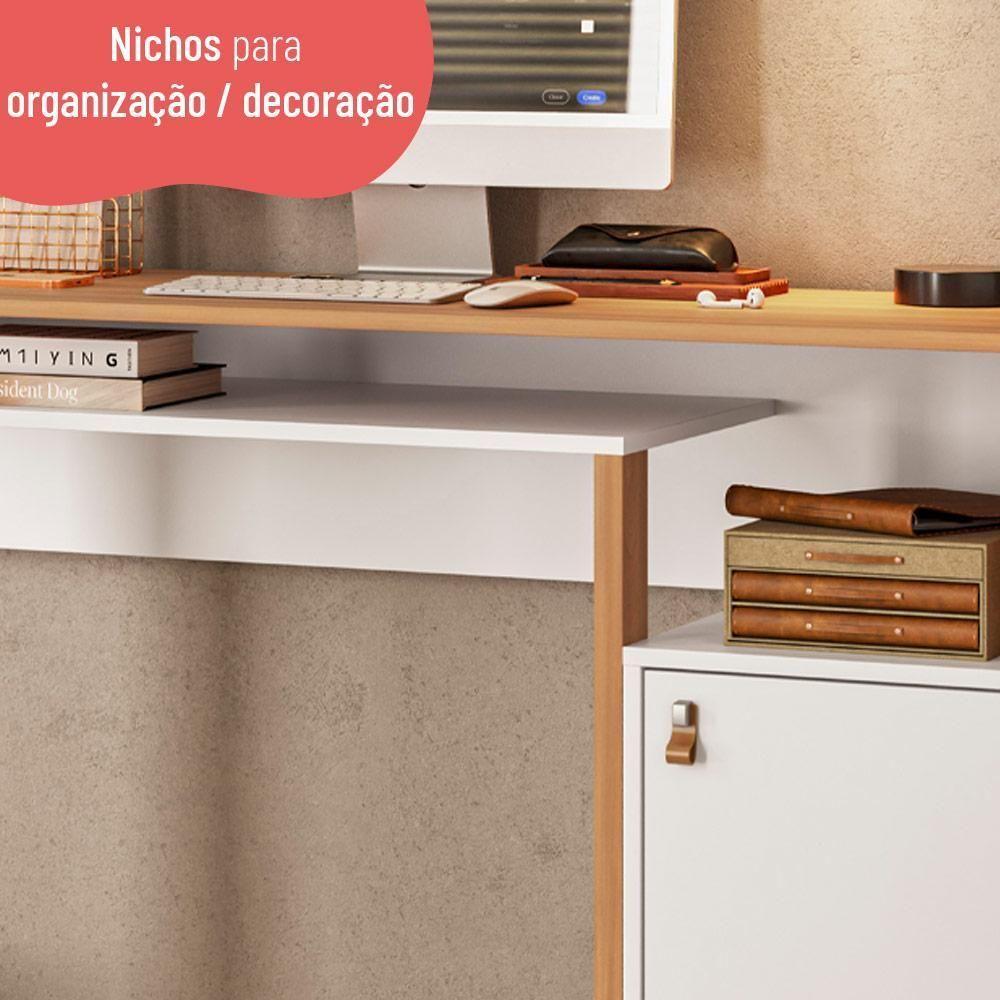 Escrivaninha Mesa Para Computador Telasul Versa Home 1 Porta Freijó/branco - 9