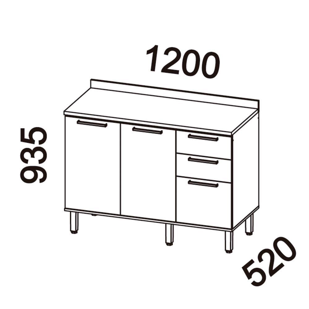 Balcão De Cozinha Castanha 1200mm Com Tampo 3 Portas E 2 Gavetas - Cinza/freijó - 5