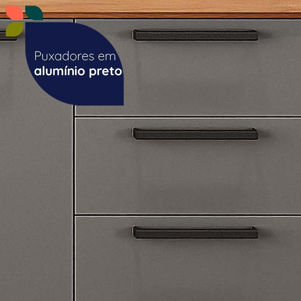 Balcão De Cozinha Castanha 1200mm Com Tampo 3 Portas E 2 Gavetas - Cinza/freijó - 10