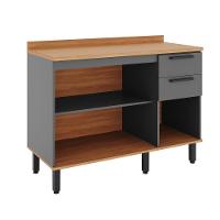 Balcão De Cozinha Castanha 1200mm Com Tampo 3 Portas E 2 Gavetas - Cinza/freijó