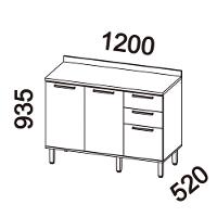 Balcão De Cozinha Castanha 1200mm Com Tampo 3 Portas E 2 Gavetas - Cinza/freijó - 5