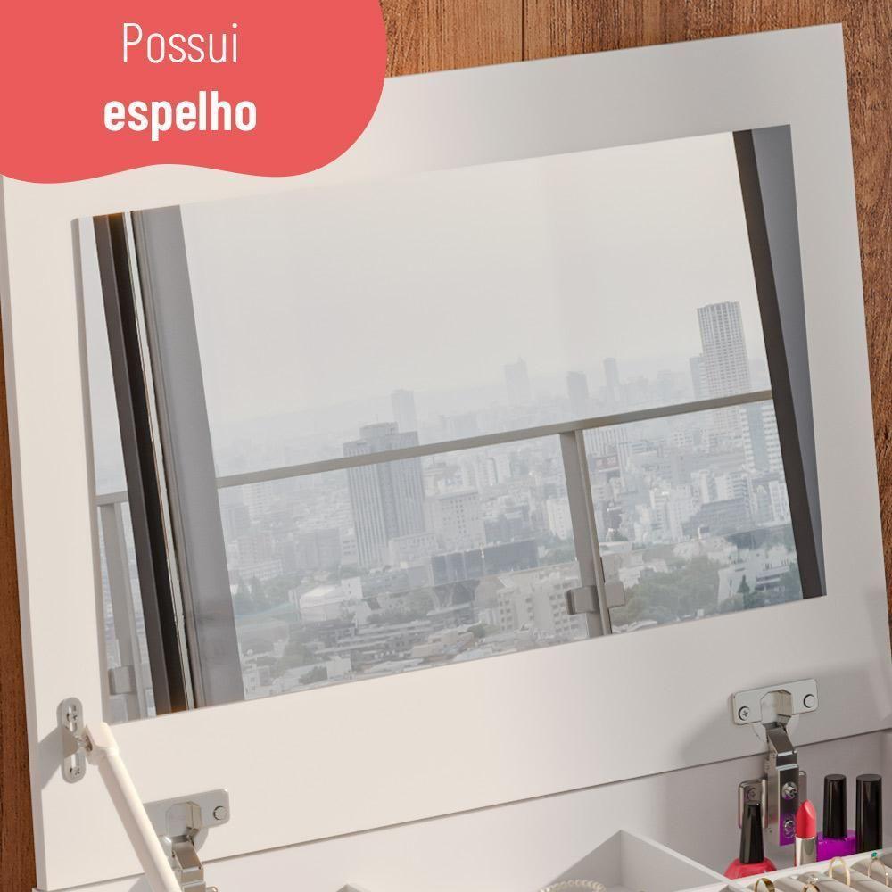 Escrivaninha E Penteadeira Telasul Versa Home Com Espelho 2 Gavetas Branco - 3