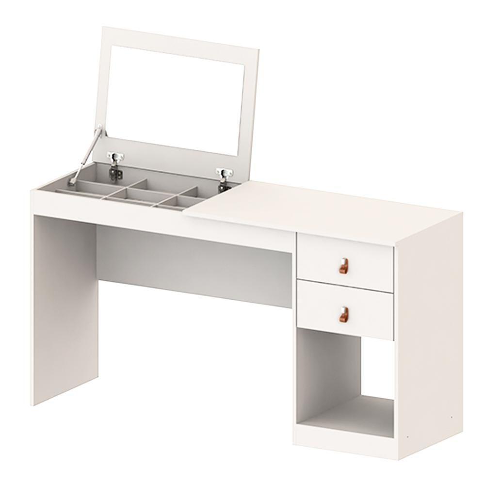 Escrivaninha E Penteadeira Telasul Versa Home Com Espelho 2 Gavetas Branco - 9