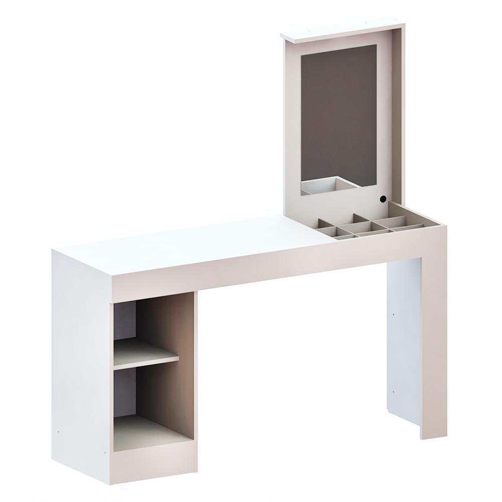 Escrivaninha E Penteadeira Telasul Versa Home Com Espelho 1 Porta Branco - 5
