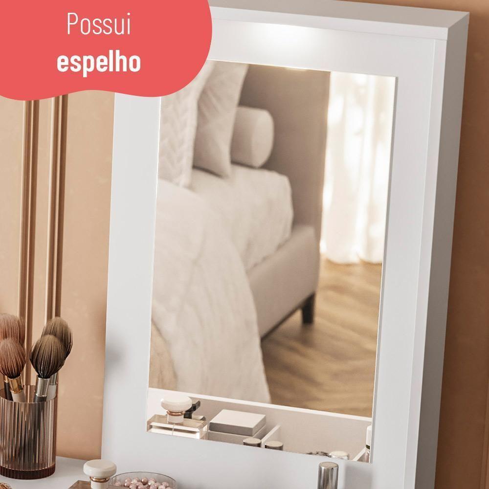 Escrivaninha E Penteadeira Telasul Versa Home Com Espelho 1 Porta Branco - 8