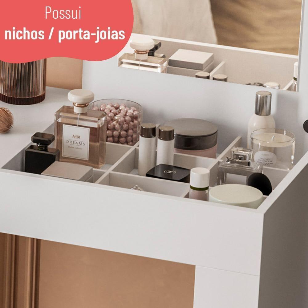 Escrivaninha E Penteadeira Telasul Versa Home Com Espelho 1 Porta Branco - 9