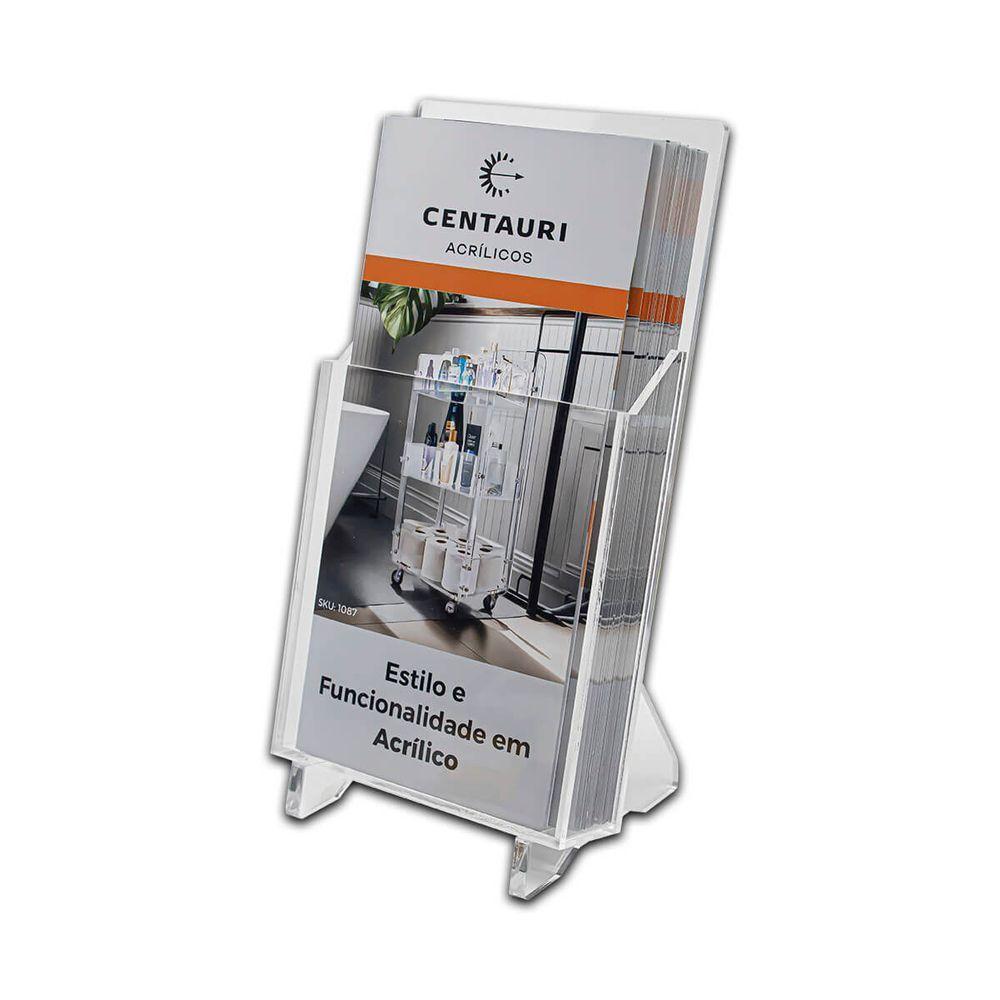 Display Expositor Acrílico Premium Porta Folders 10x20 Cm Mesa Qualidade Sofisticado Transparente - 1