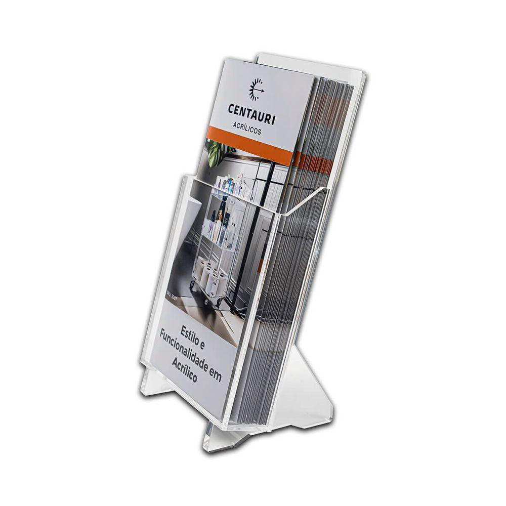 Display Expositor Acrílico Premium Porta Folders 10x20 Cm Mesa Qualidade Sofisticado Transparente - 6