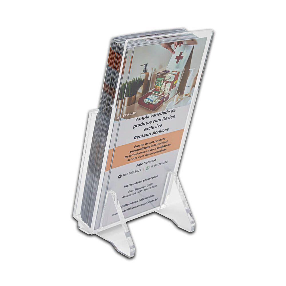Display Expositor Acrílico Premium Porta Folders 10x20 Cm Mesa Qualidade Sofisticado Transparente - 7