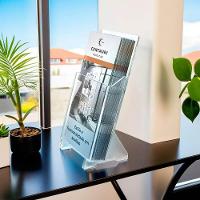Display Expositor Acrílico Premium Porta Folders 10x20 Cm Mesa Qualidade Sofisticado Transparente - 3