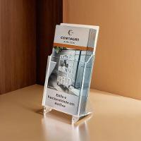 Display Expositor Acrílico Premium Porta Folders 10x20 Cm Mesa Qualidade Sofisticado Transparente