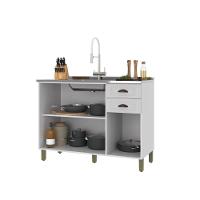 Balcão Para Cozinha 120cm 3 Portas 2 Gavetas Sem Tampo Firenze Branco Indekes - 3