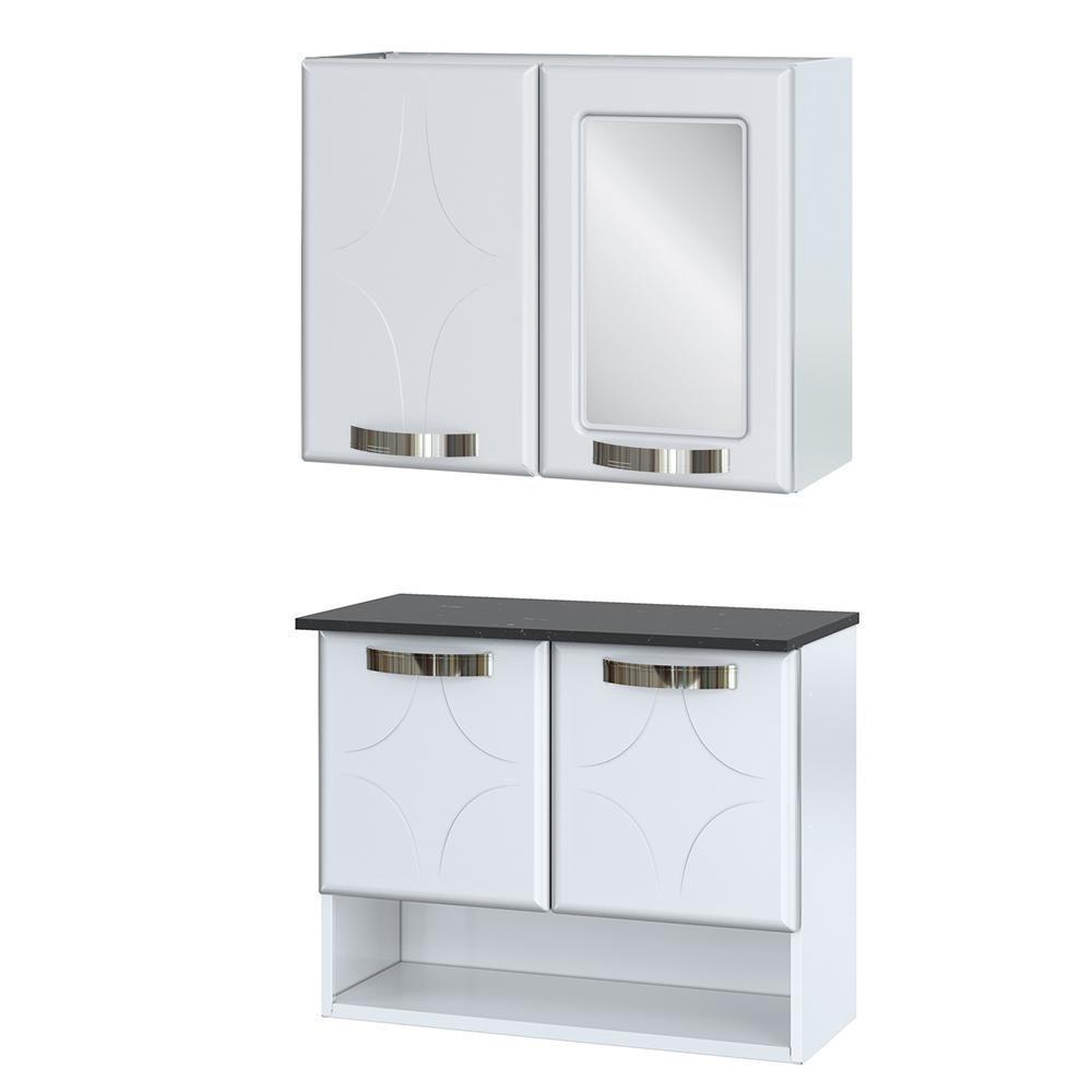 Kit Conjunto Para Banheiro Em Aço Telasul Rubi 4 Portas Com Espelho - 1