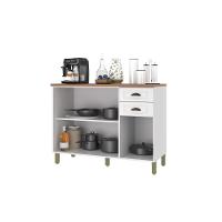 Balcão Para Cozinha 120cm 3 Portas 2 Gavetas Com Tampo Firenze Branco Indekes - 3