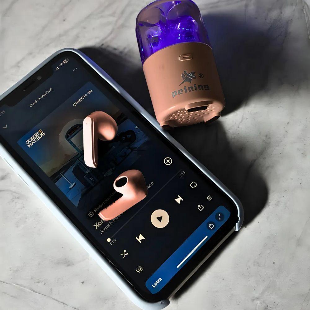 Fone De Ouvido Rosa Com Caixa De Som Bluetooth Sem Fio - 3